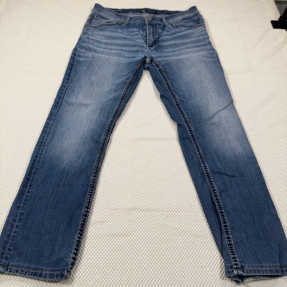 BKE Jake Straight Jeans Mens 36x32 Blue Stretch Denim Medium Wash Buckle
